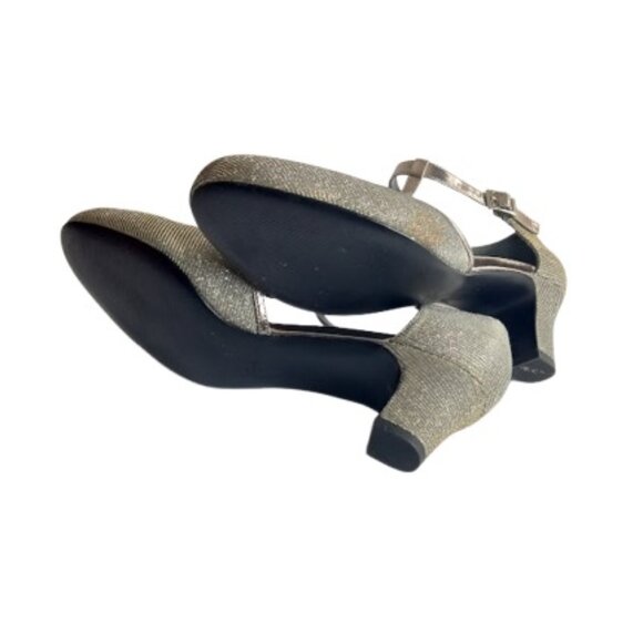 Ross Hommerson Womens Heidi T Strap Pumps Silver Iridescent Glitter 9M - Picture 6 of 6